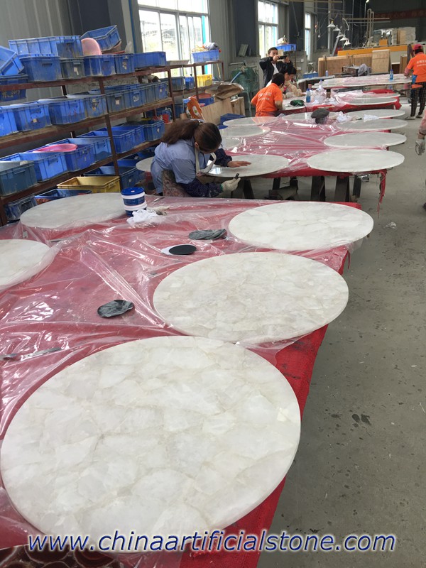 Wholesale Whit Crystal Semi Precious Stone Table tops