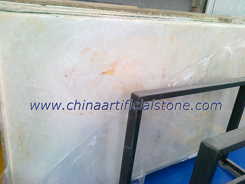 White with Gold Artificial Onyx Faux Slab panels