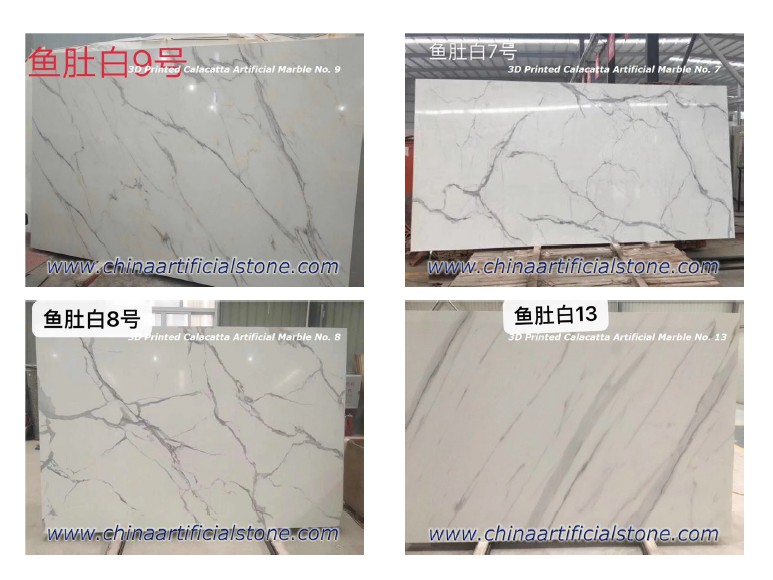 Inject Printing Calacatta White Artificial Marble Slabs