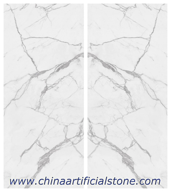 Calacatta White Sintered Stone Slabs 1600x3200x12mm Book Match
