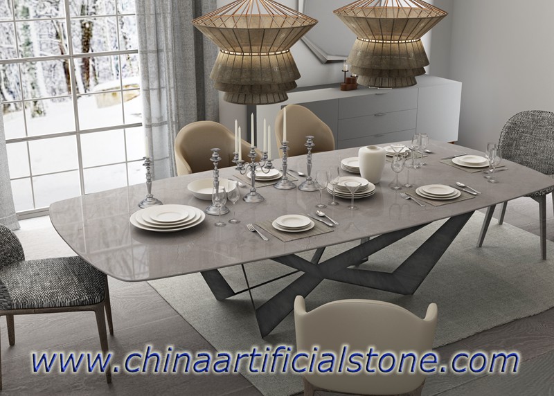 Grey Sintered Stone Porcelain Slab Furniture Table tops.