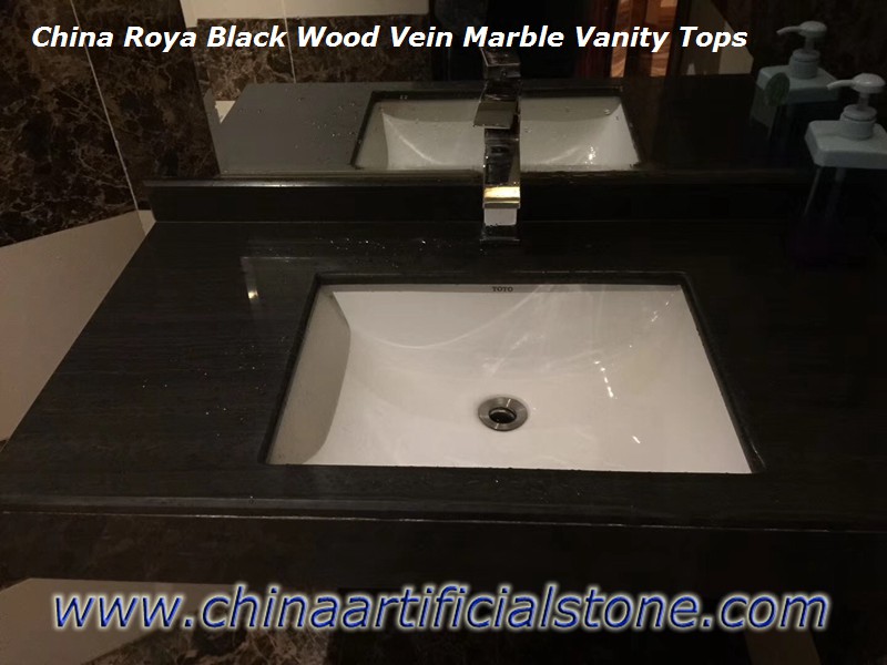 Royal Black Wooden Vein Marble Vanity Top