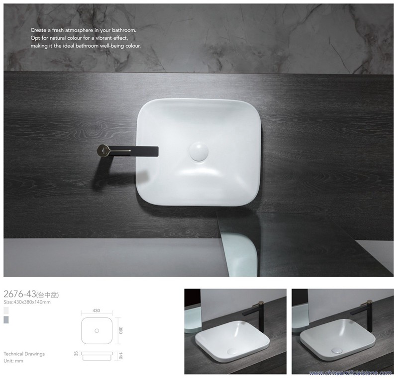 Ceramic Square Semi Counter Sinks Matt 430x430x140mm