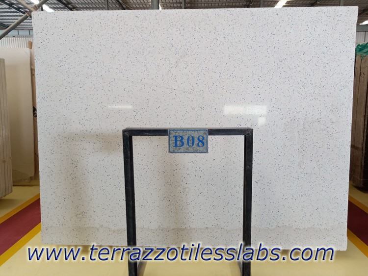 White Terrazzo Slabs with Blue Aggregate