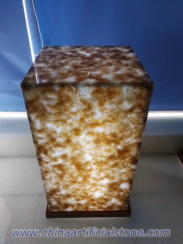Caramel Jade Glass Backlit Pedestal