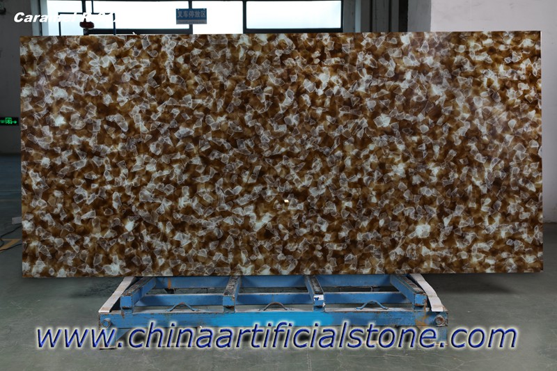Caramel Jade Glass Slab for backlit wall and Countertops