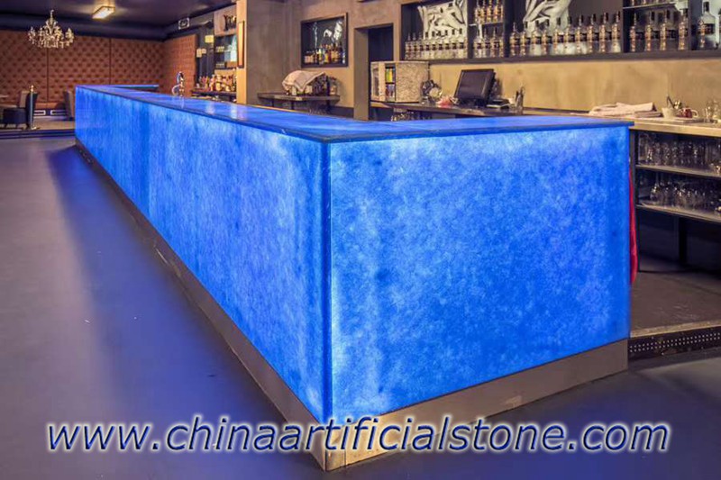Ocean Blue Magna Glaskeramik Backlit Bar Top