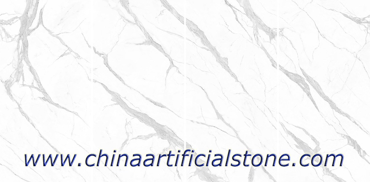 Consistant Calacatta white marble veins porcelain wall panels