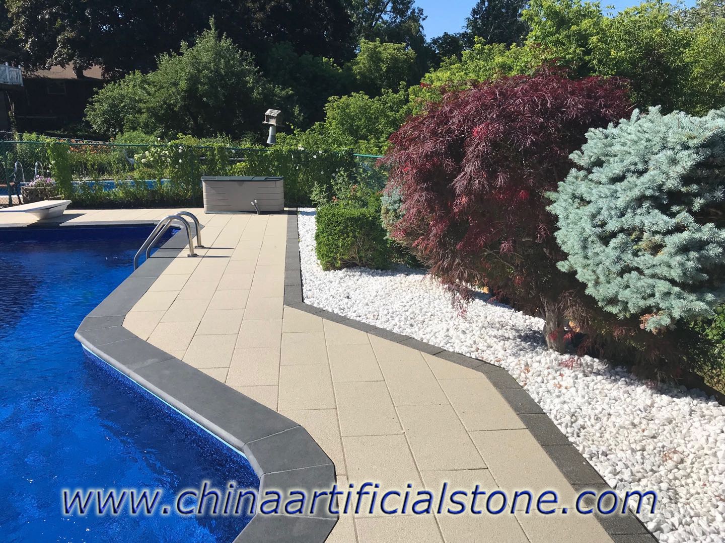 Beige water permeable brick for swimming pool