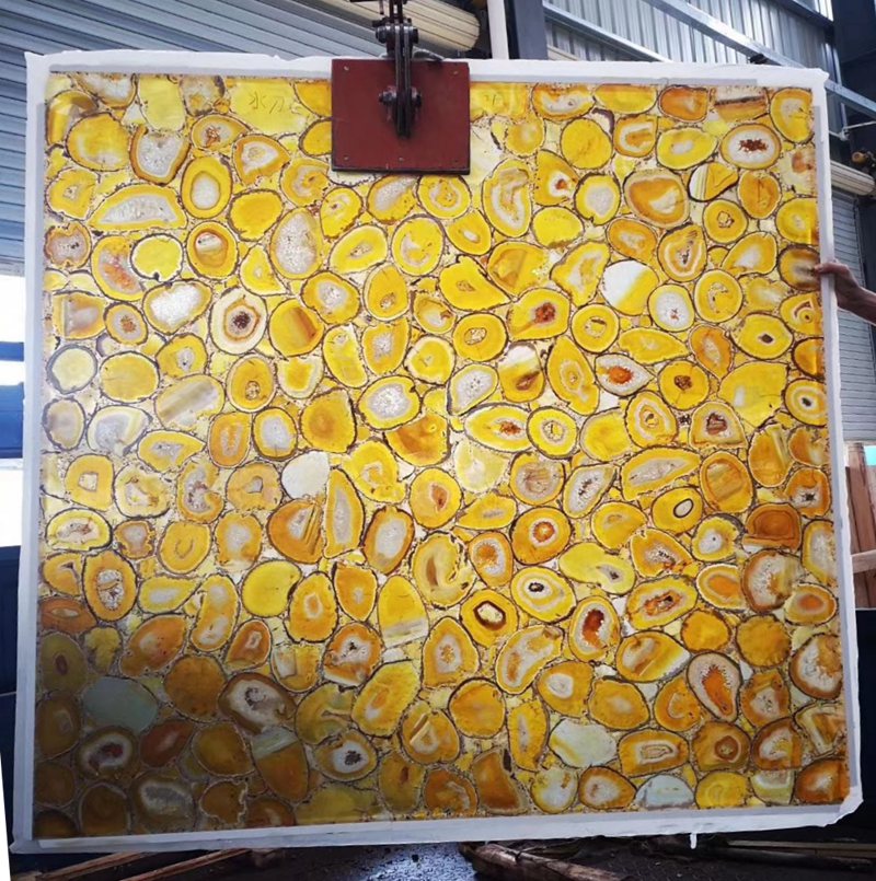 ágata amarilla dorada piedra semipreciosa paneles translúcidos 