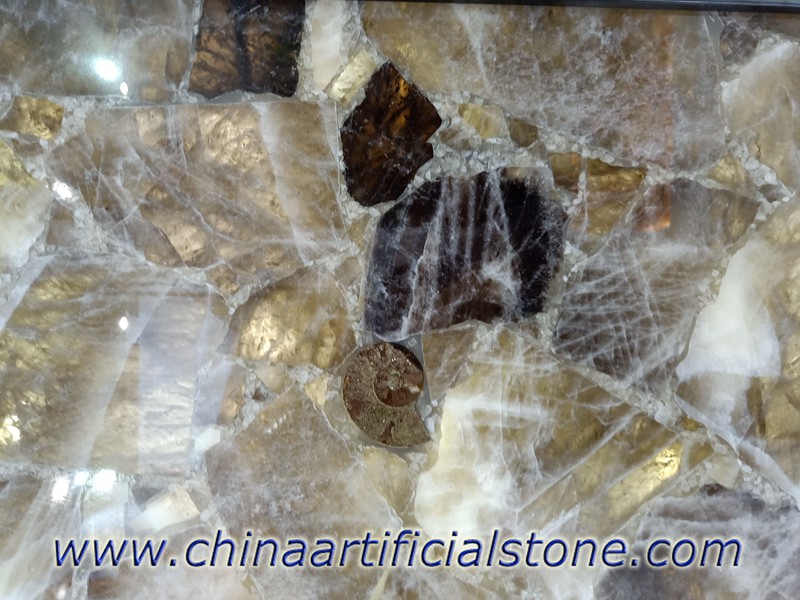 Cuarzo ahumado Cuarzo gris Piedra semipreciosa losas 