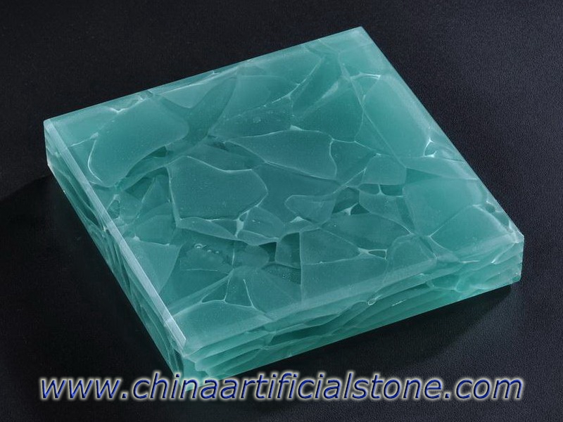 piedra de cristal de jade aguamarina diseñada superficie de vidrio upcycle 