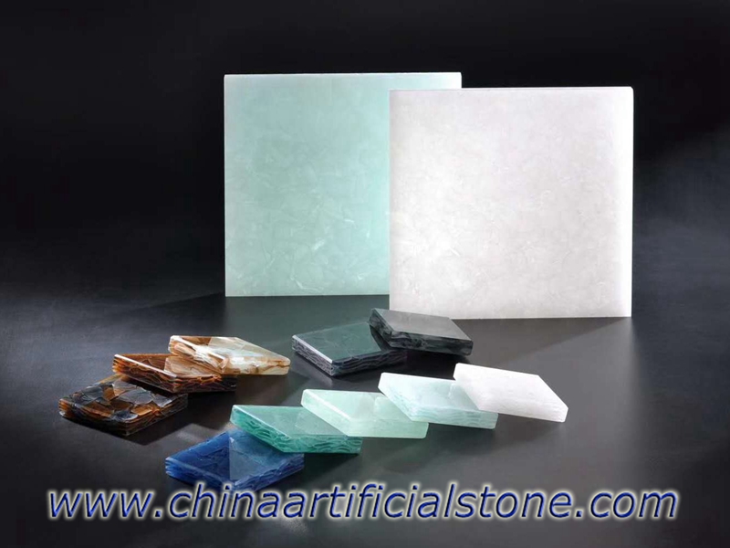 Paneles de piedra de vidrio reciclado translúcido de piedra de cristal de jade 