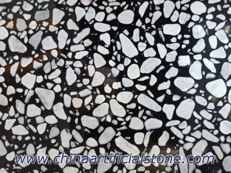 Grandes adoquines blancos agregados losas de mármol artificial negro 