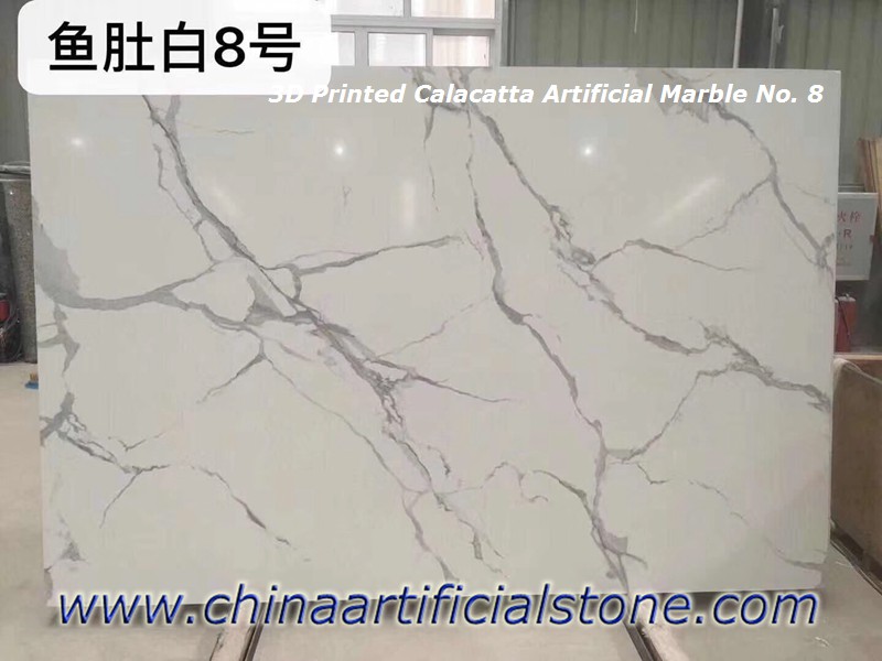 Losas de mármol artificial blanco calacatta impresas en 3d 