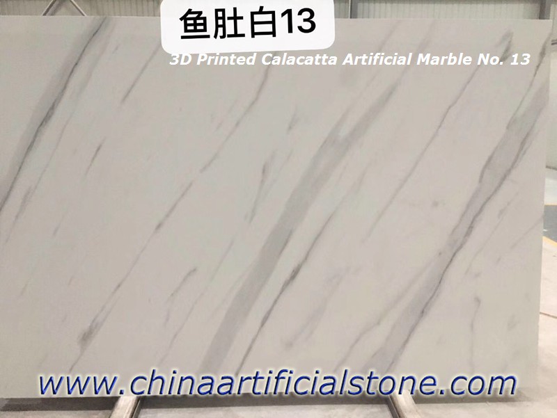Losas de mármol artificial blanco calacatta impresas en 3d 