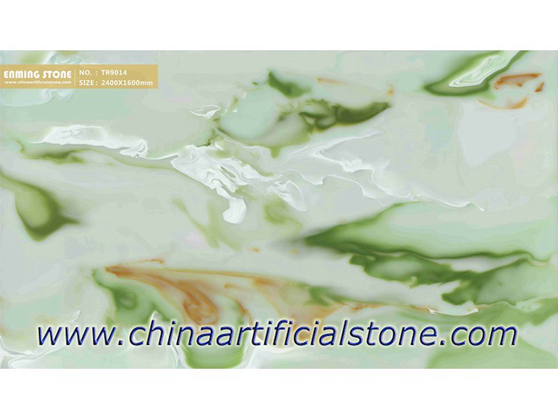 hojas de piedra de pared retroiluminada de ónix artificial verde tr9014 