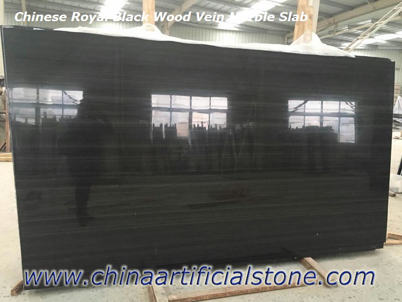 losas de mármol de la vena de madera negra real de China 