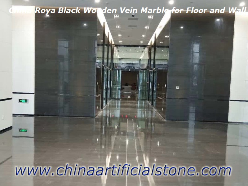 losas de mármol de la vena de madera negra real de China 