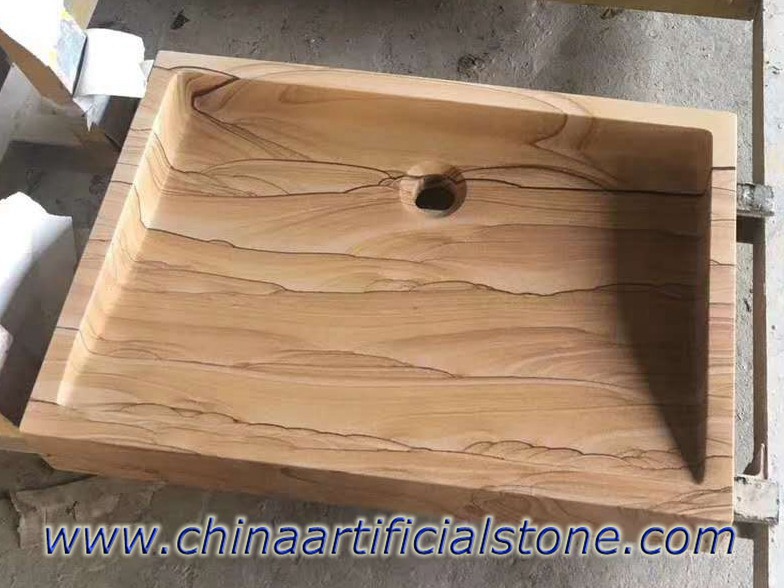 De madera, de piedra Arenisca Retangle Sumideros 50x40x11cm 