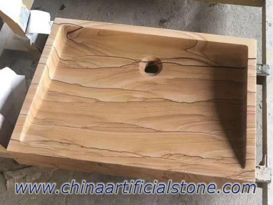 De madera, de piedra Arenisca Retangle Fregadero 50x40x11cm