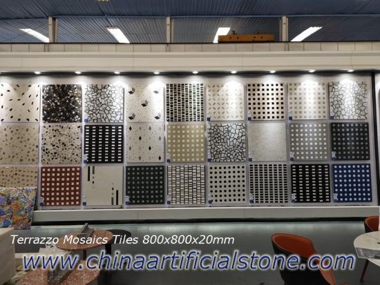 Azulejos de mosaico de terrazo prefabricados a medida 800x800x 20mm