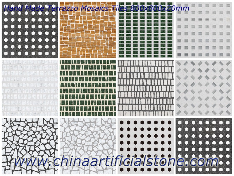 Azulejos de suelo de mosaicos de terrazo hechos a mano 