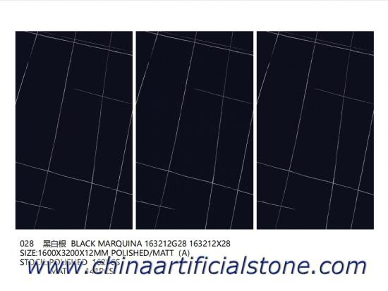 Losas de gres porcelánico marquina negro gran formato 12mm 1600x3200
