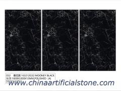 losa de porcelanato de piedra sinterizada negra pulida 1600x3200x12mm
